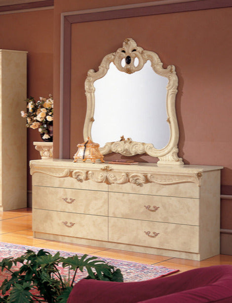 ESF Furniture - Barocco Double Dresser with Mirror in Ivory - BAROCCODRESSER-M ESF Furniture