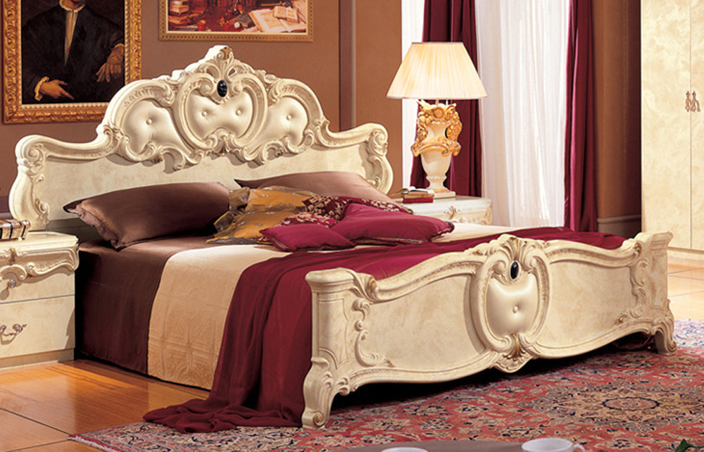 ESF Furniture - Barocco 6 Piece Eastern King Bedroom Set in Ivory - BAROCCOBEDK.S.IVORY-6SET ESF Furniture