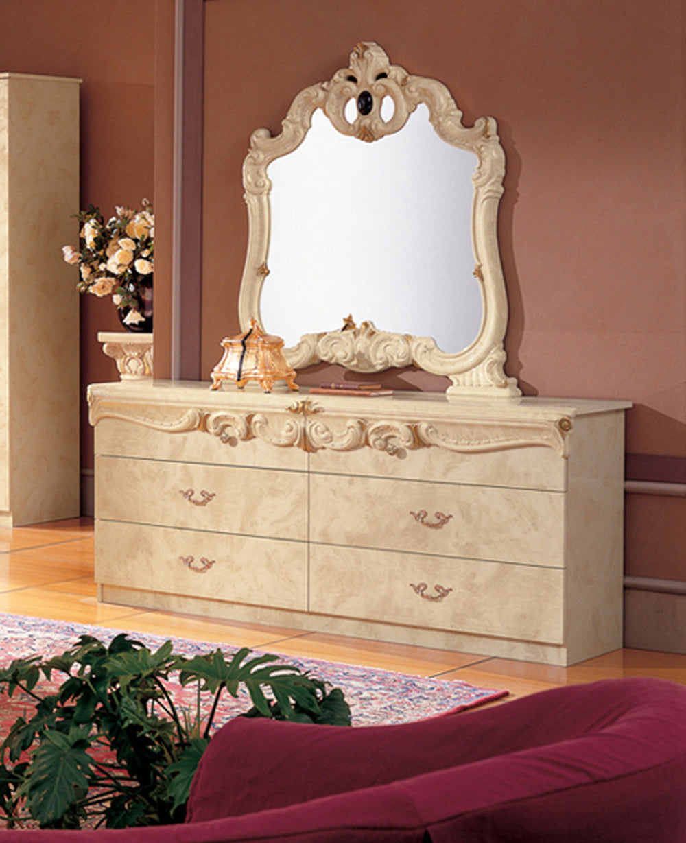 ESF Furniture - Barocco 6 Piece Eastern King Bedroom Set in Ivory - BAROCCOBEDK.S.IVORY-6SET ESF Furniture