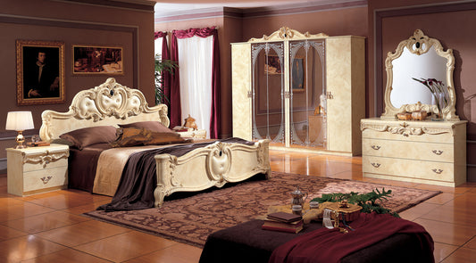 ESF Furniture - Barocco 6 Piece Queen Bedroom Set in Ivory - BAROCCOBEDQ.S-6SET ESF Furniture