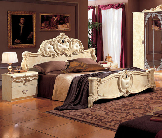 ESF Furniture - Barocco 3 Piece Eastern King Bedroom Set in Ivory - BAROCCOBEDK.S.IVORY-3SET ESF Furniture