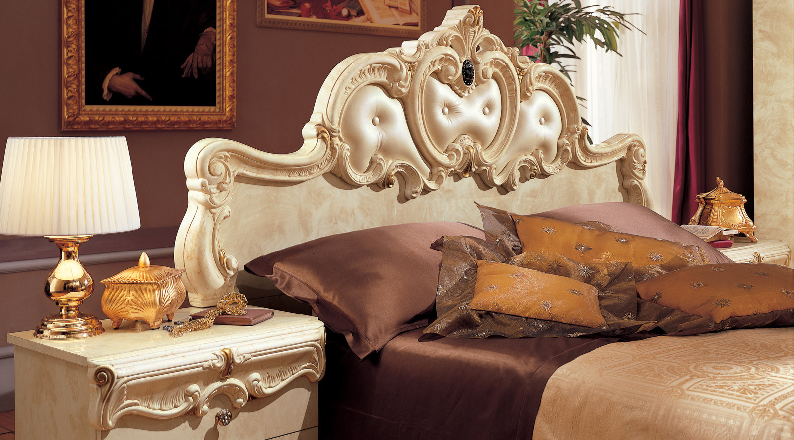 ESF Furniture - Barocco Queen Size Bed in Ivory - BAROCCOBEDQ.S ESF Furniture