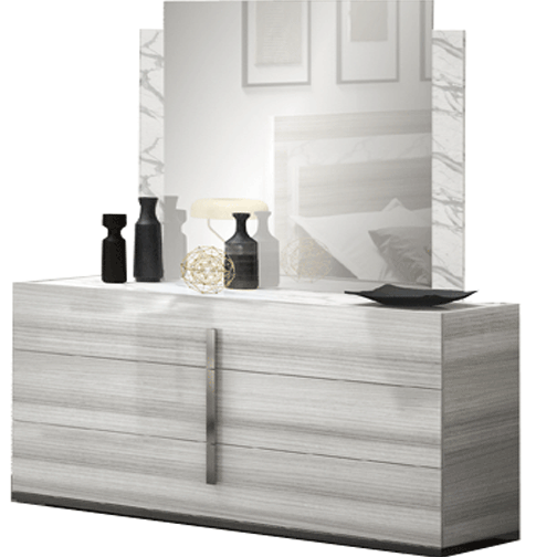 ESF Furniture - Carrara Dresser with Mirror in Grey - CARRARADRESSERGREY-M ESF Furniture