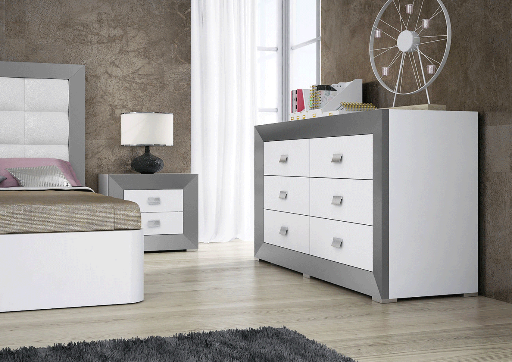 ESF Furniture - Margo Dresser in White/Grey - MARGODRESSER ESF Furniture