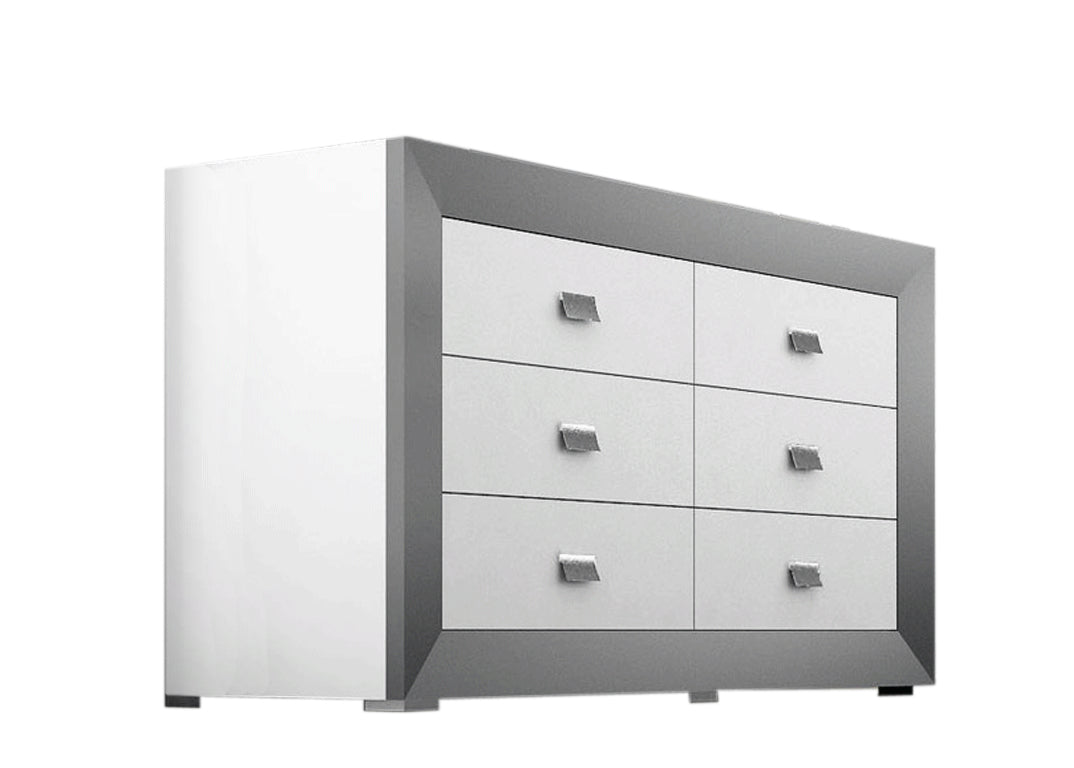 ESF Furniture - Margo Dresser in White/Grey - MARGODRESSER ESF Furniture