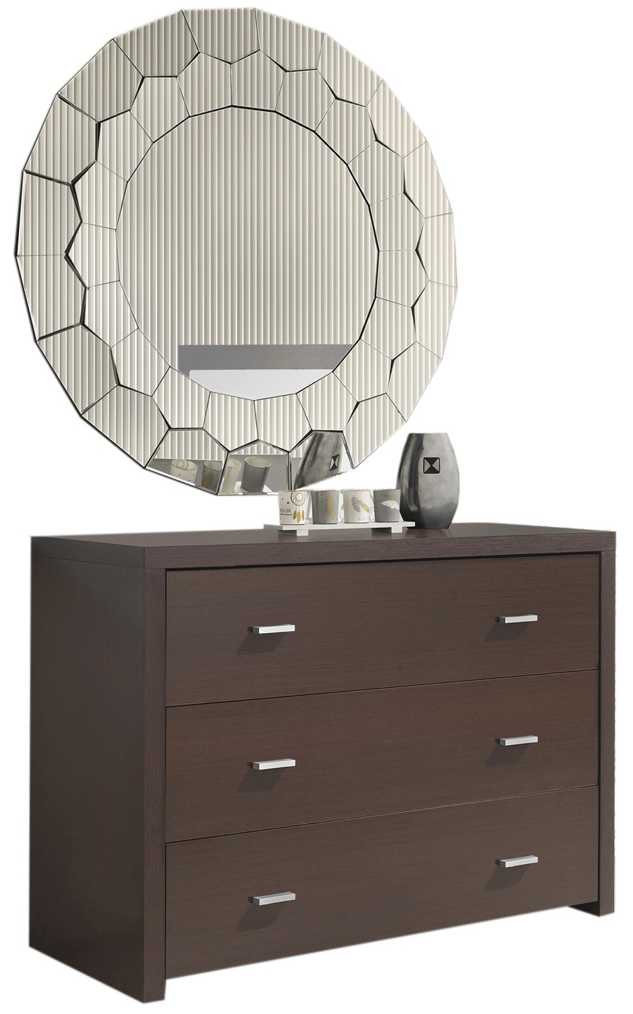 ESF Furniture - Regina Dresser with Mirror in Wenge - REGINADRESSER-MR ESF Furniture