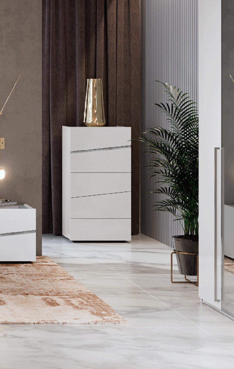 ESF Furniture - Camelgroup Italy Alba 6 Piece Queen Bedroom Set in White - ALBAQS-6SET ESF Furniture