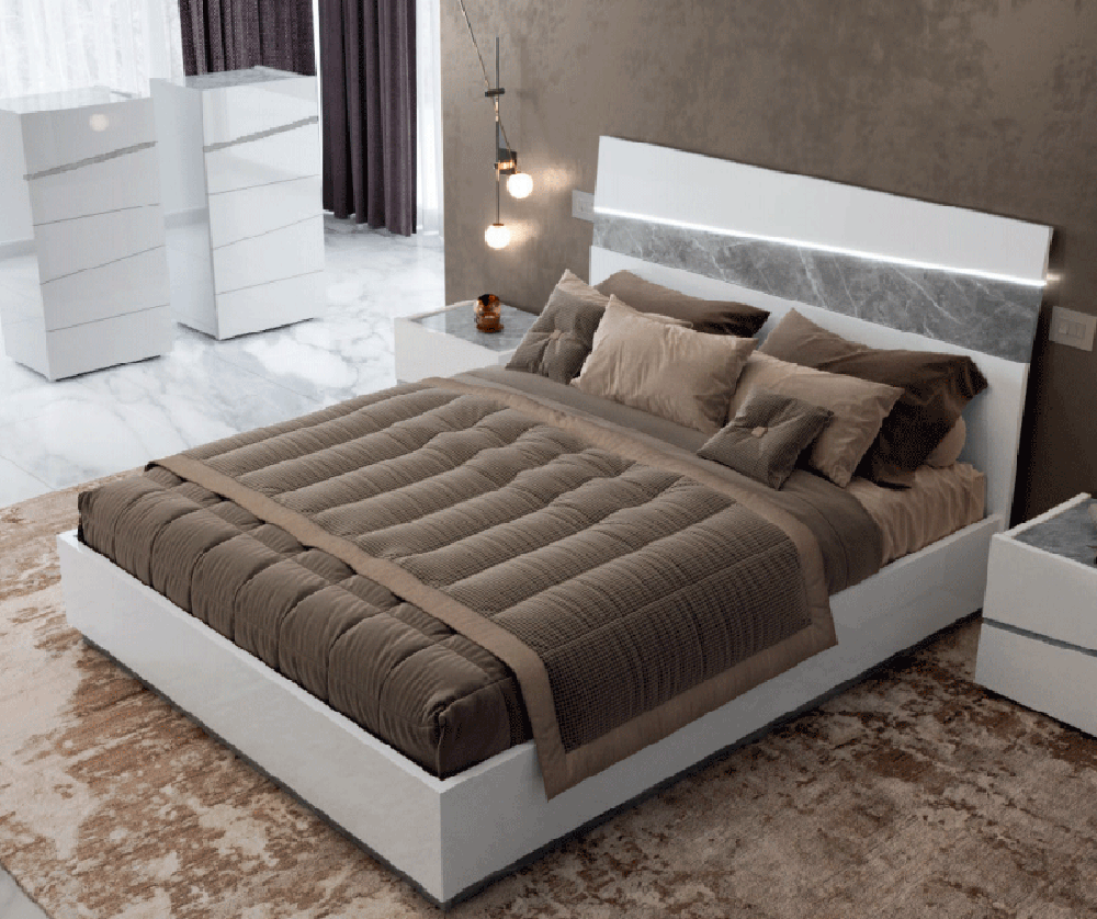 ESF Furniture - Camelgroup Italy Alba 5 Piece King Bedroom Set in White - ALBAKS-5SET ESF Furniture