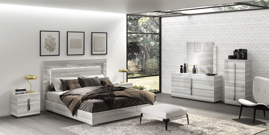 ESF Furniture - Carrara 6 Piece Queen Bedroom Set in Grey - CARRARABEDQSGREY-6SET ESF Furniture