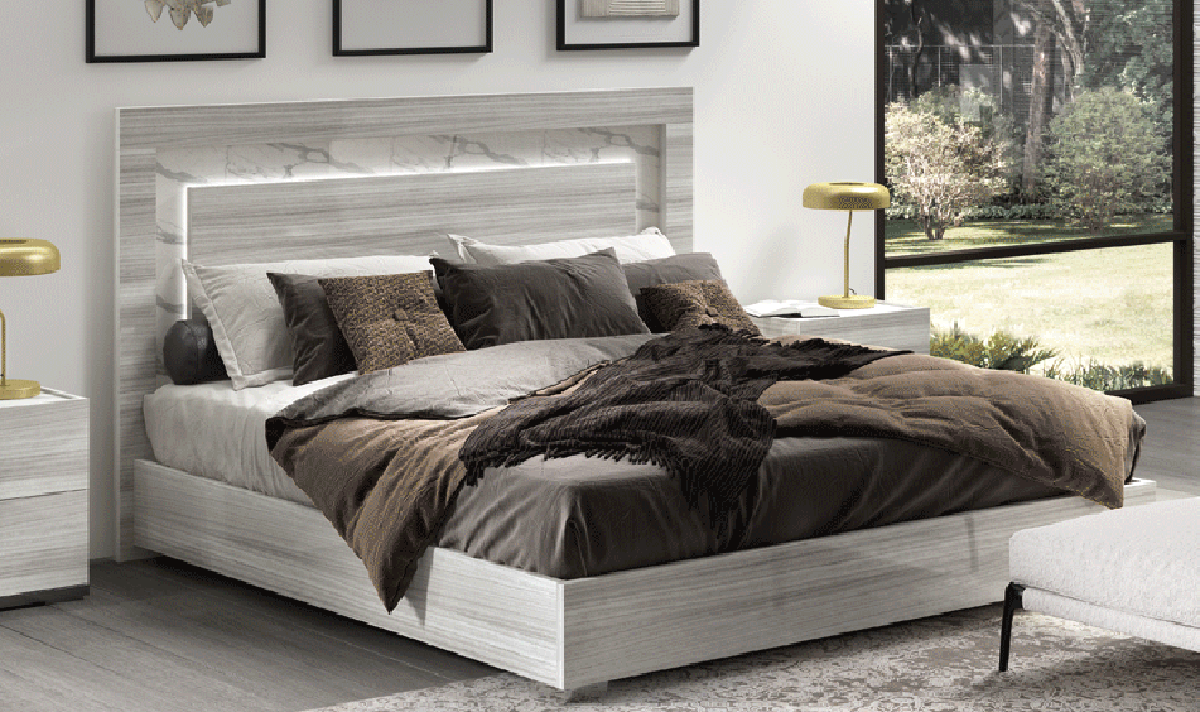 ESF Furniture - Carrara Queen Bed in Grey - CARRARABEDQSGREY ESF Furniture