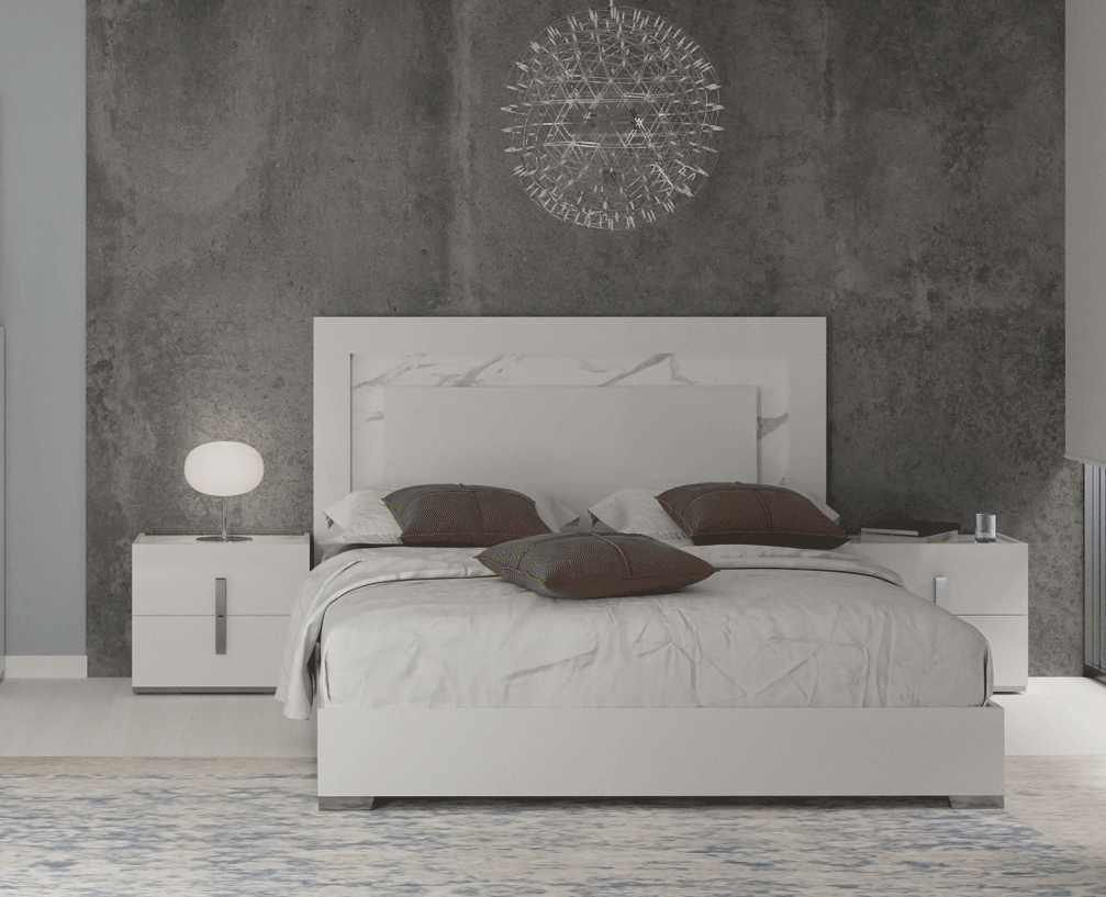 ESF Furniture - Carrara Queen Size Bed w/Light in White - CARRARABEDQS ESF Furniture