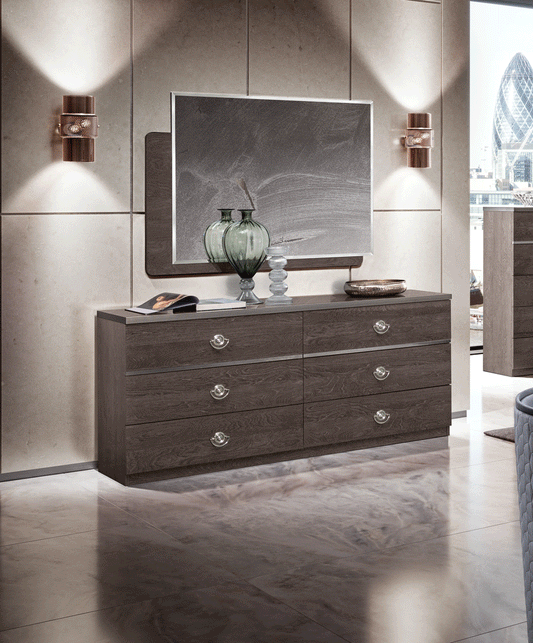 ESF Furniture - Nabucco Double Dresser with Mirror in Silver Birch - NABUCCODD-M ESF Furniture