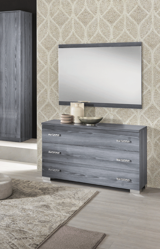 ESF FURNITURE - Nicole Dresser with Mirror in Grey - NICOLEDRESSER-MR ESF Furniture