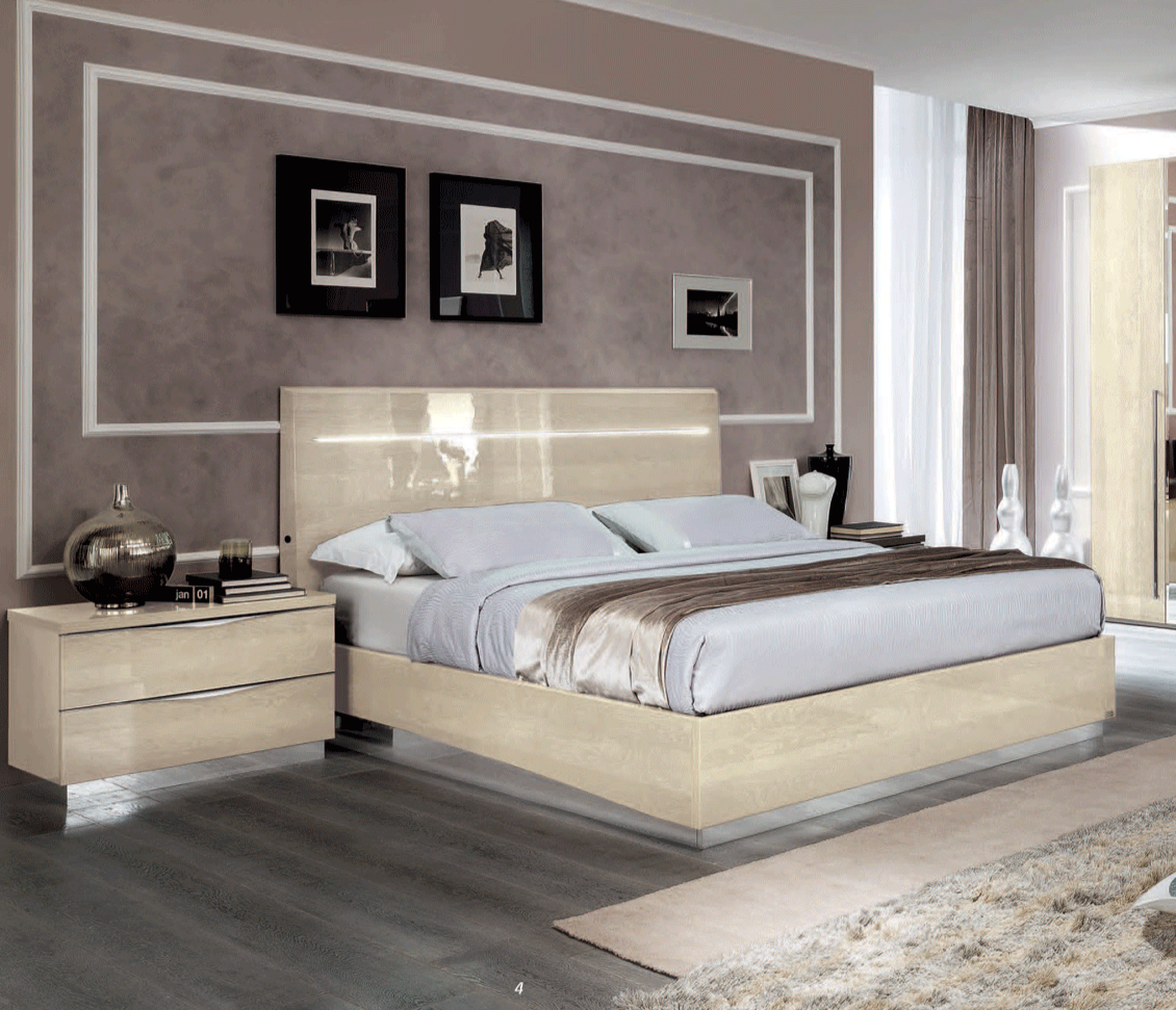 ESF Furniture - Camelgroup Italy Legno 3 Piece King Bedroom Set Ivory - PLATINUMKSBEIGE-3SET ESF Furniture