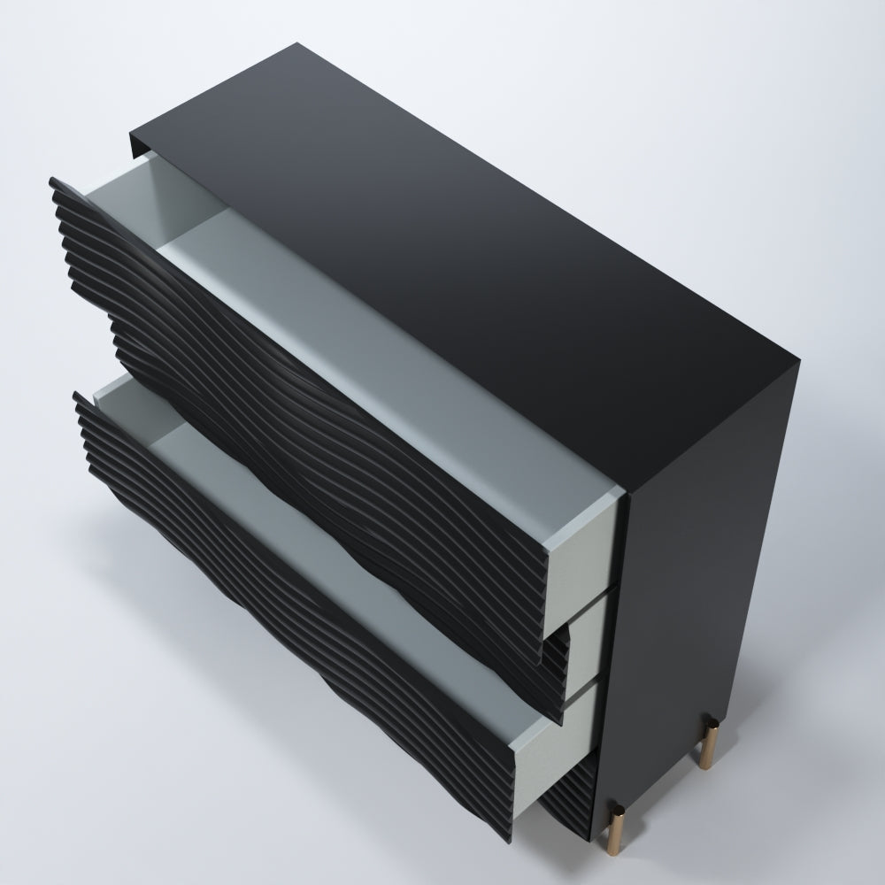 ESF Furniture - Franco Spain Wave Single Dresser with Mirror in Dark Grey - WAVESINGLEDRESSEGREY-M ESF Furniture