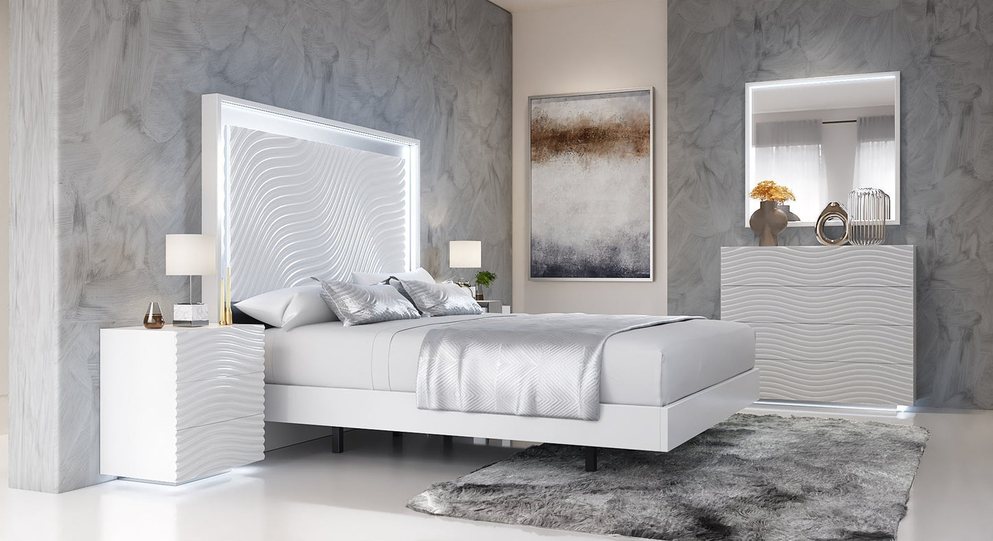 ESF Furniture - Franco Spain Wave 5 Piece King Bedroom Set in White - WAVEKSBEDWHITE-5SET ESF Furniture