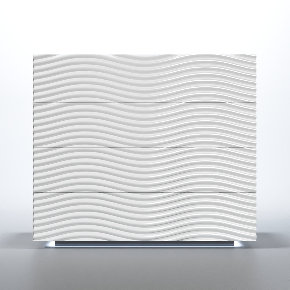 ESF Furniture - Franco Spain Wave Single Dresser w/light in White - WAVESINGLEDRESSEWHIT ESF Furniture