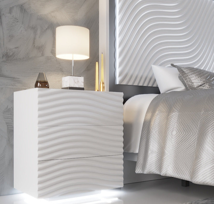 ESF Furniture - Franco Spain Wave 3 Drawers Right Nightstand in White - WAVENSWHITERIGHT ESF Furniture