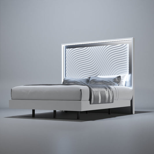 ESF Furniture - Franco Spain Wave King Size Bed in White - WAVEKSBEDWHITE ESF Furniture