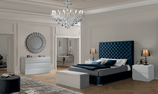 ESF Furniture - Leonor Blue 5 Piece King Storage Bedroom Set - LEONORBEDKSBLUE-M152-C152-E100 ESF Furniture