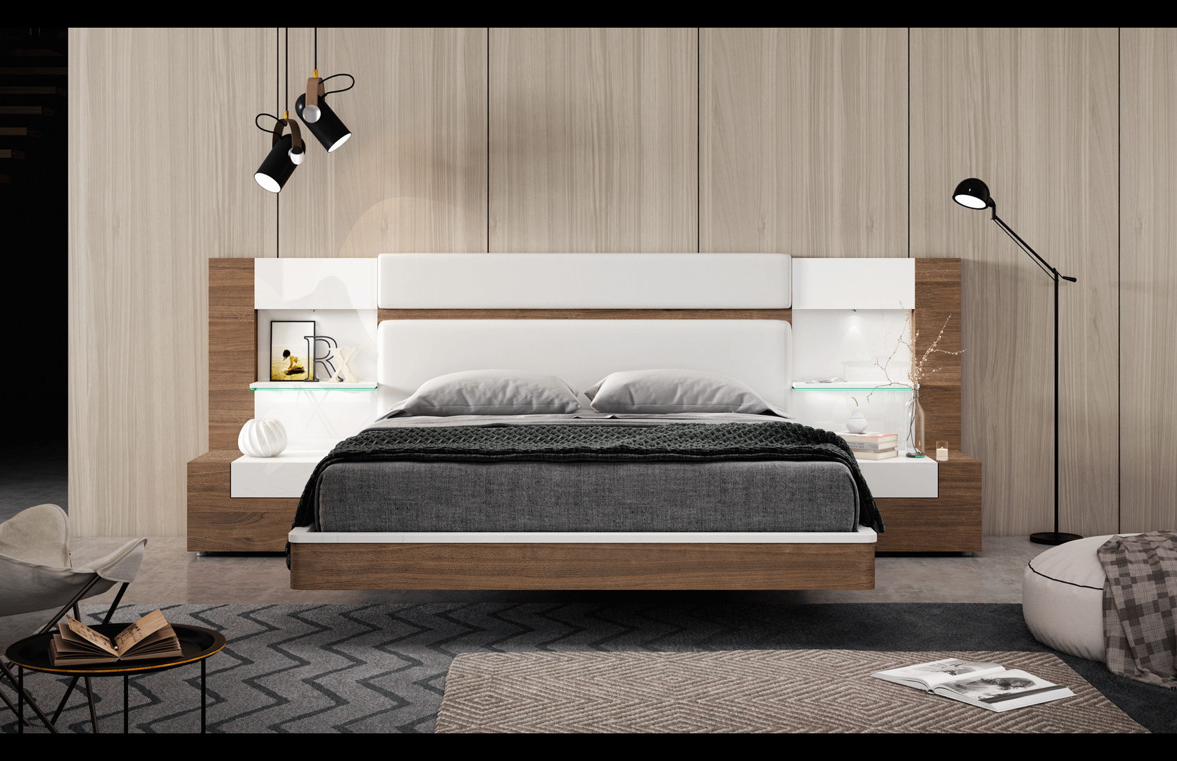 ESF Furniture - Mar King Bed with Storage in Natural - MARBEDKSSTORAGE ESF Furniture