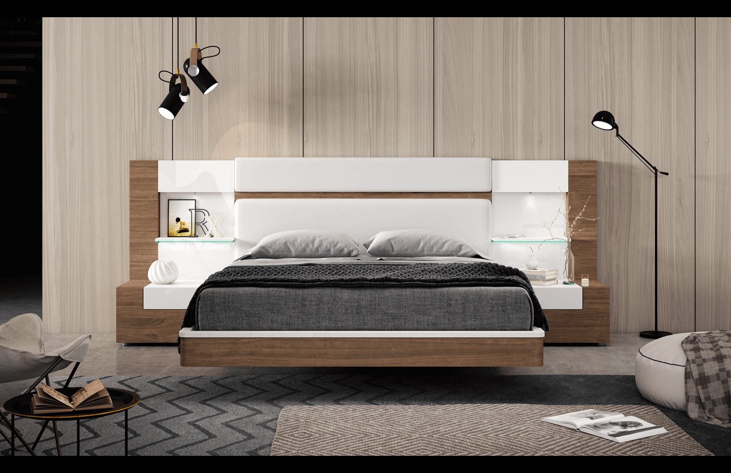 ESF Furniture - Mar Queen Bed with Storage in Natural - MARBEDQSSTORAGE ESF Furniture