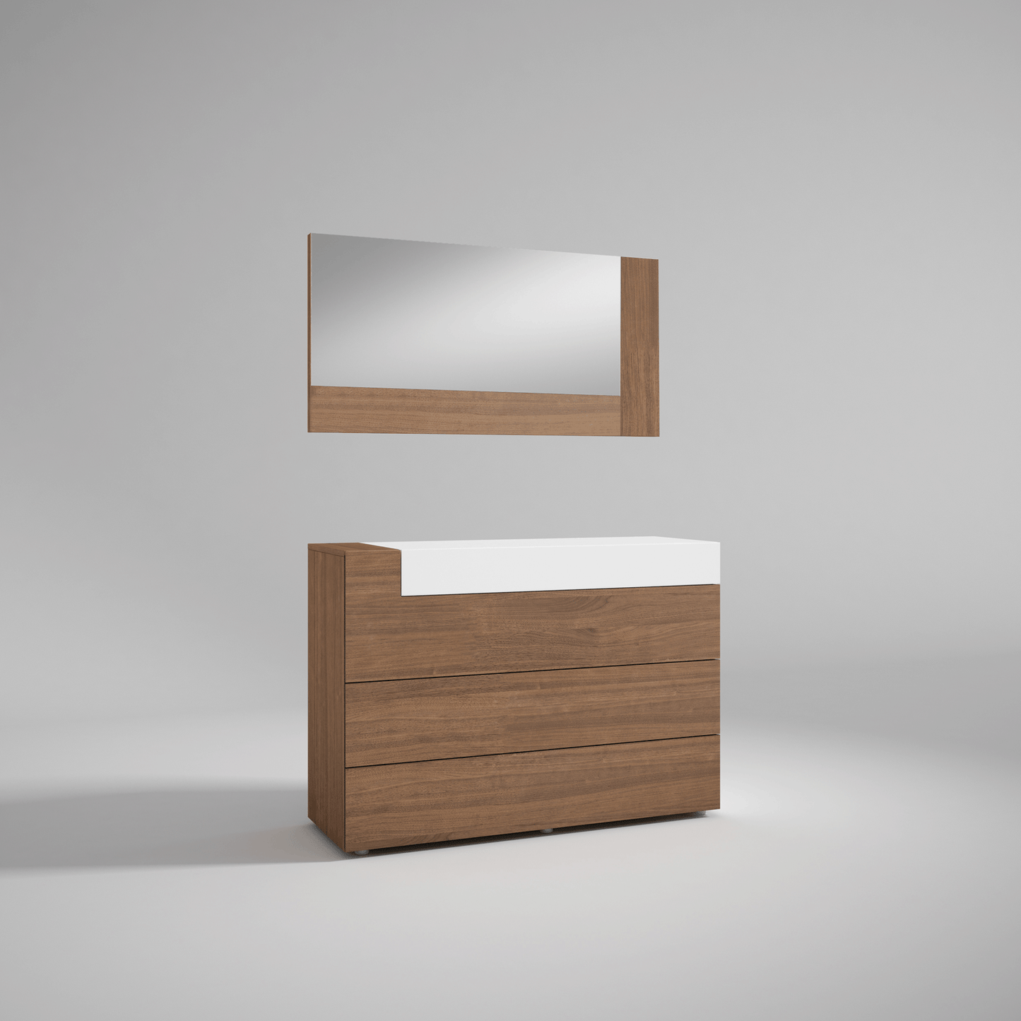 ESF Furniture - Mar Single Dresser with Mirror in Natural - MARSINGLEDRESSER-M ESF Furniture