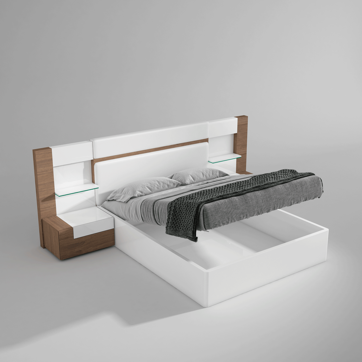 ESF Furniture - Mar Queen Bed with Storage in Natural - MARBEDQSSTORAGE ESF Furniture