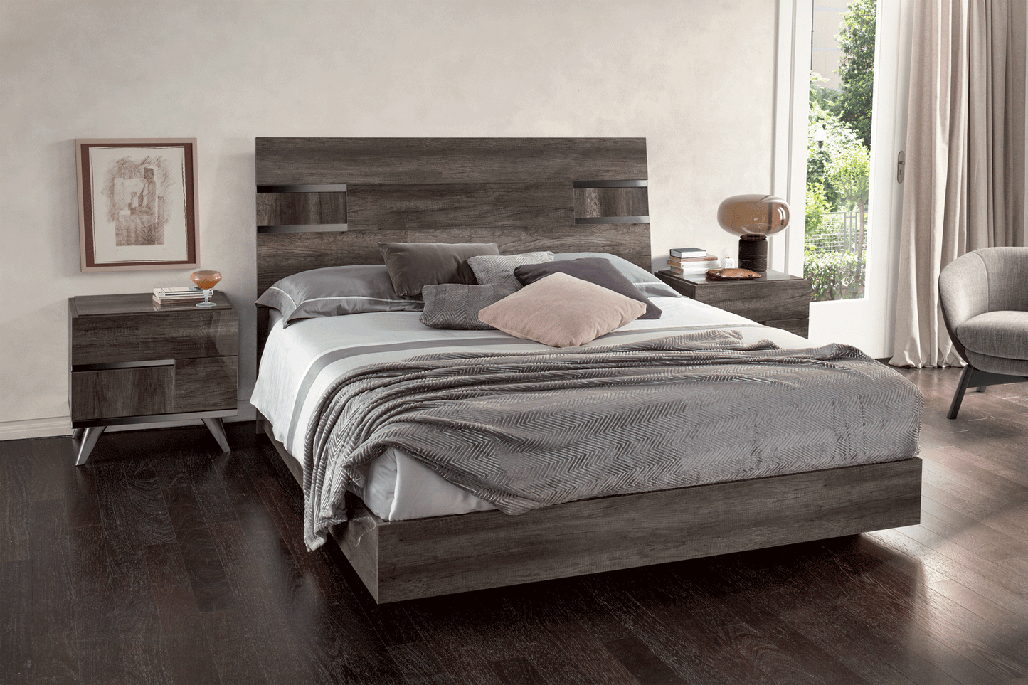 ESF Furniture - Medea Queen Bed in Vintage Oak - MEDEAQS ESF Furniture