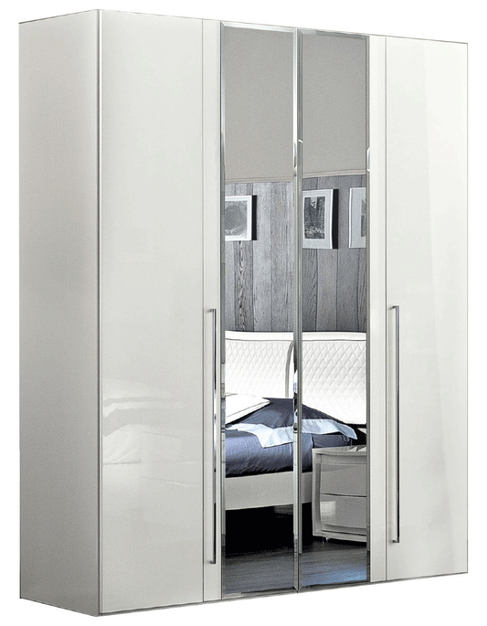 ESF Furniture - Dama Bianca 4 Doors Wardrobe w/2 Mirrors - DAMABIANCA4DWB ESF Furniture