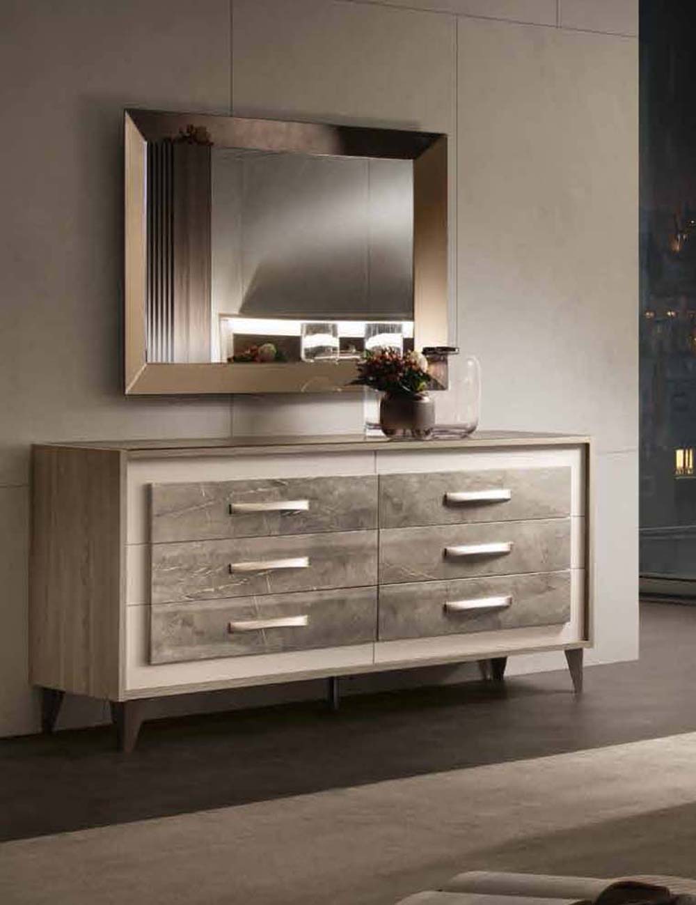 ESF Furniture - Arredoclassic Italy ArredoAmbra 5 Piece King Bedroom Set - ARREDOAMBRAKS-5SET ESF Furniture