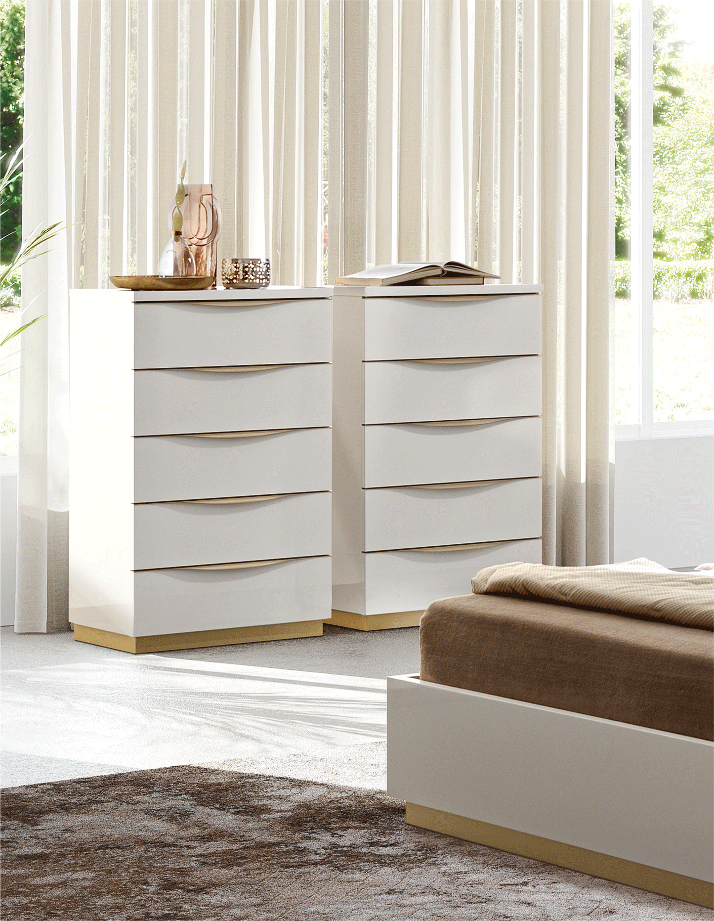 ESF Furniture - Kharma Chest in White Glossy - KHARMACHEST ESF Furniture