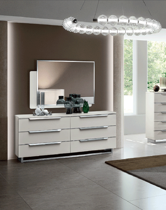 ESF Furniture - Kimera Double Dresser in White Glossy - KIMERADDR ESF Furniture