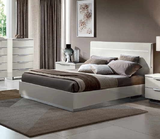 ESF Furniture - Kimera Queen Size Bed in White Glossy - KIMERAQS ESF Furniture