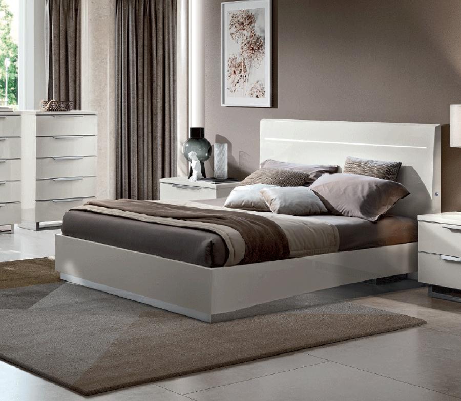 ESF Furniture - Kimera King Size Bed in White Glossy - KIMERAKS ESF Furniture