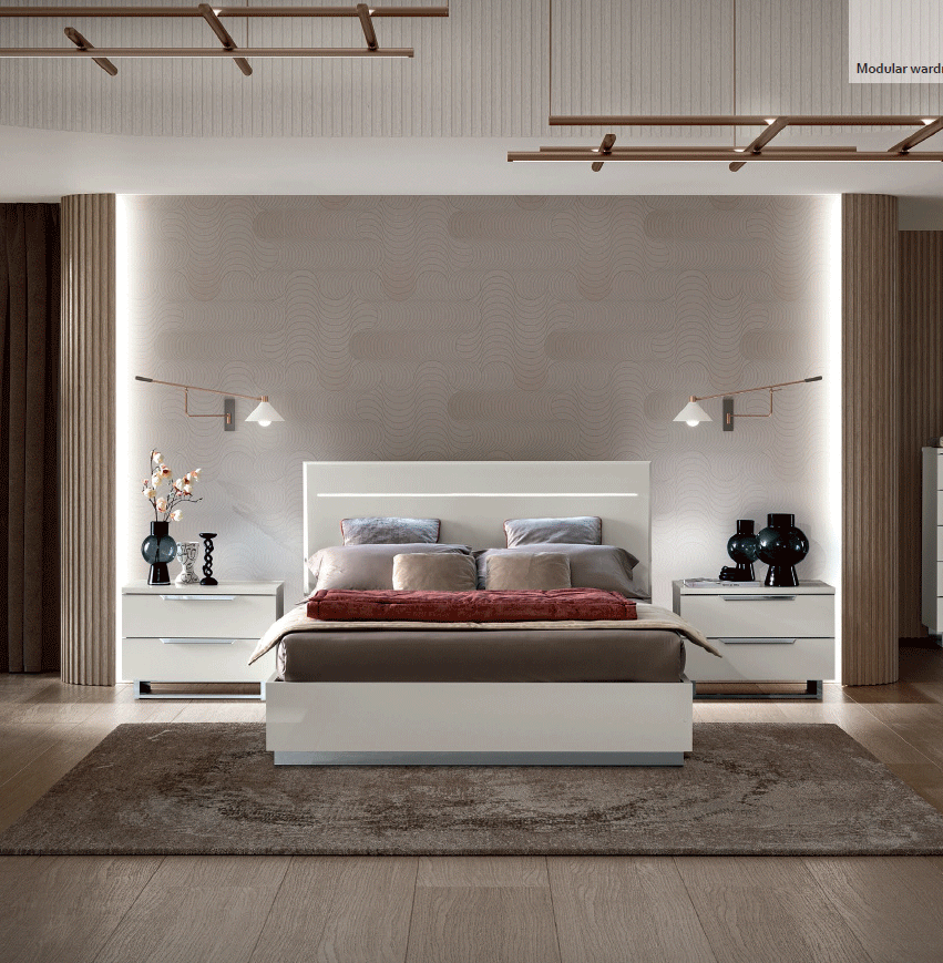 ESF Furniture - Kimera 3 Piece King Size Bedroom Set in White Glossy - KIMERAKS-3SET ESF Furniture