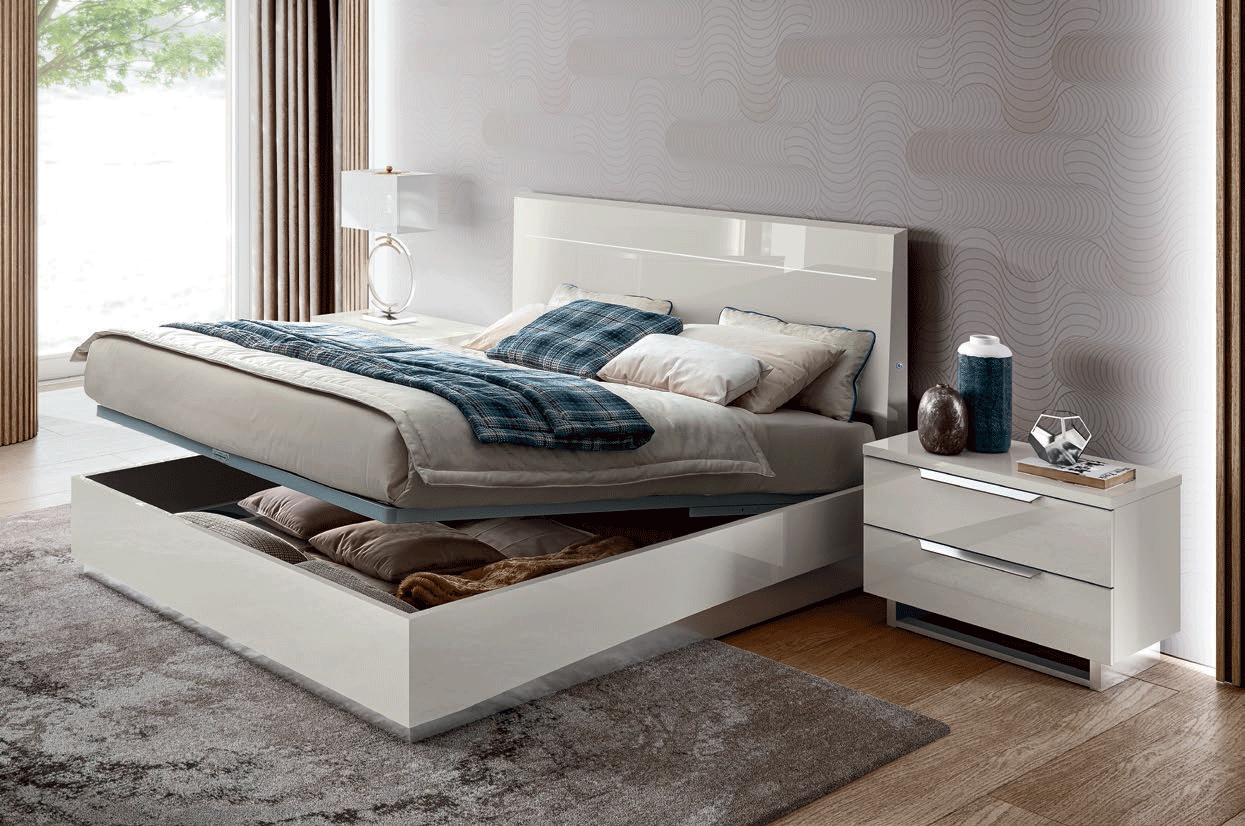 ESF Furniture - Kimera 3 Piece King Size Storage Bedroom Set in White Glossy - KIMERASTORAGEKS-3SET ESF Furniture