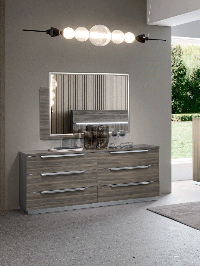 ESF FURNITURE - Kroma Double Dresser with Mirror in Grey - KROMADDRESSER-MR ESF Furniture