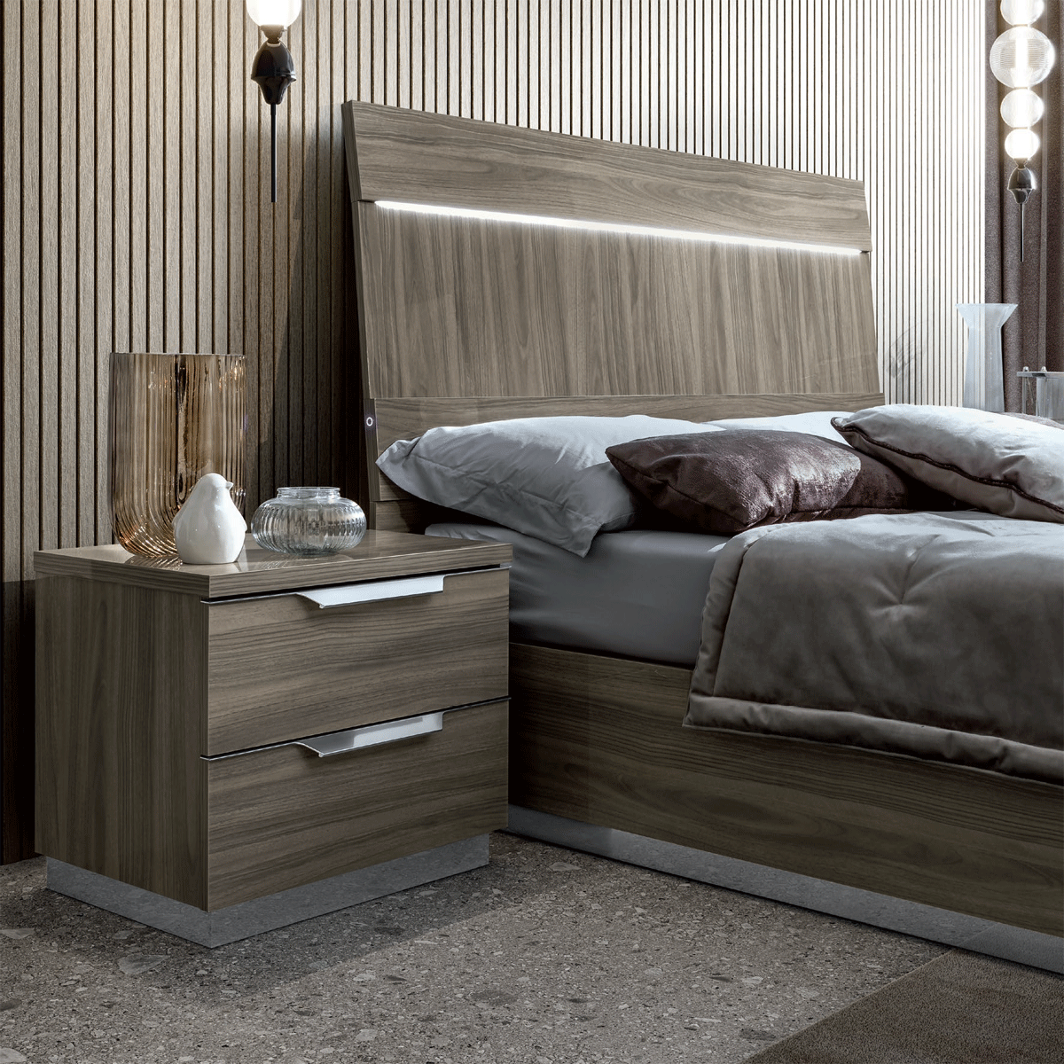 ESF FURNITURE - Kroma 3 Piece Queen Size Storage Bedroom Set in Grey - KROMASTORAGEQS-3SET ESF Furniture