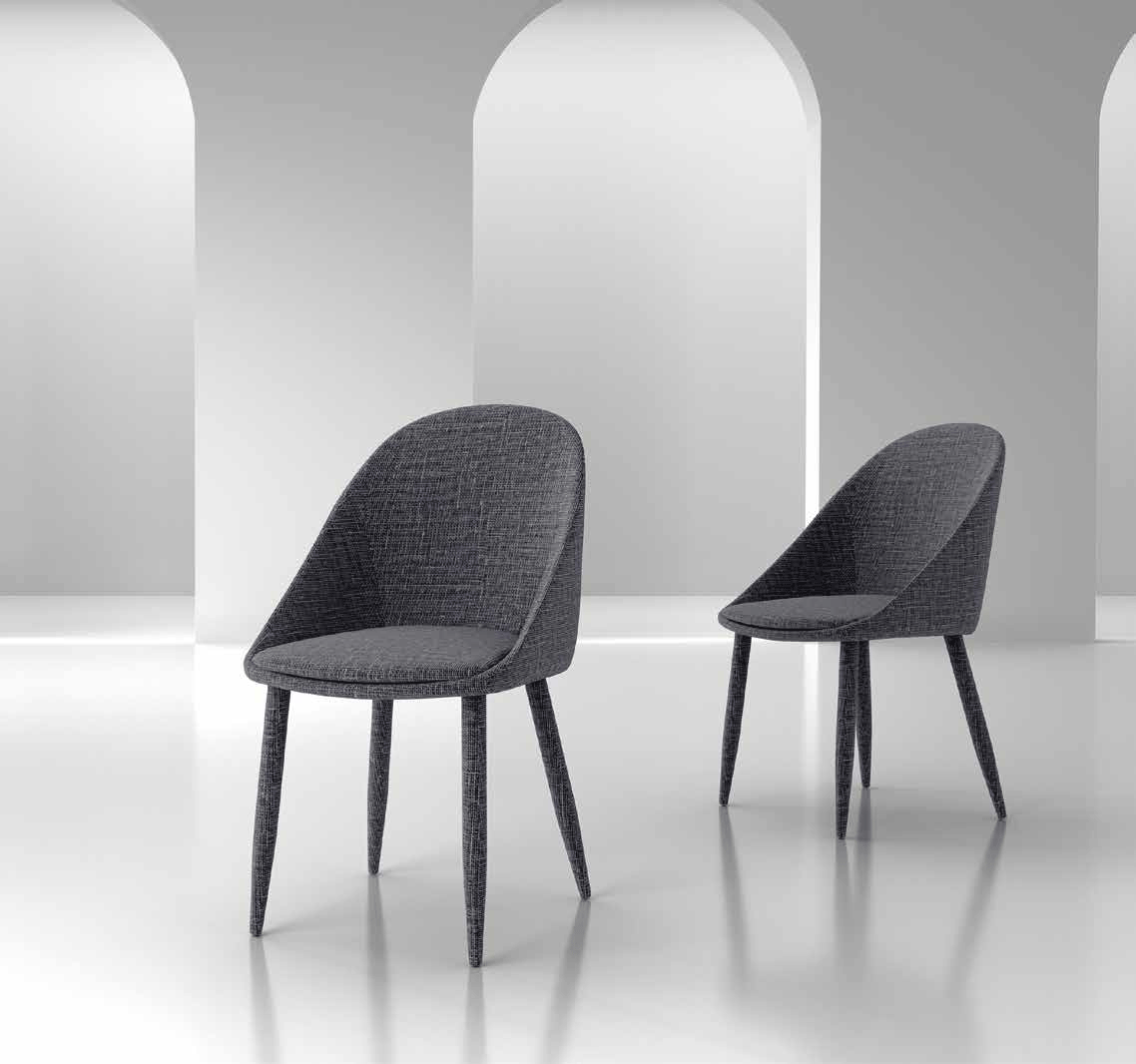 ESF Furniture - Designer Dining Table with Upholstered Armchair in Fabric - DT-300-DC-402GREY-6CHAIR ESF Furniture