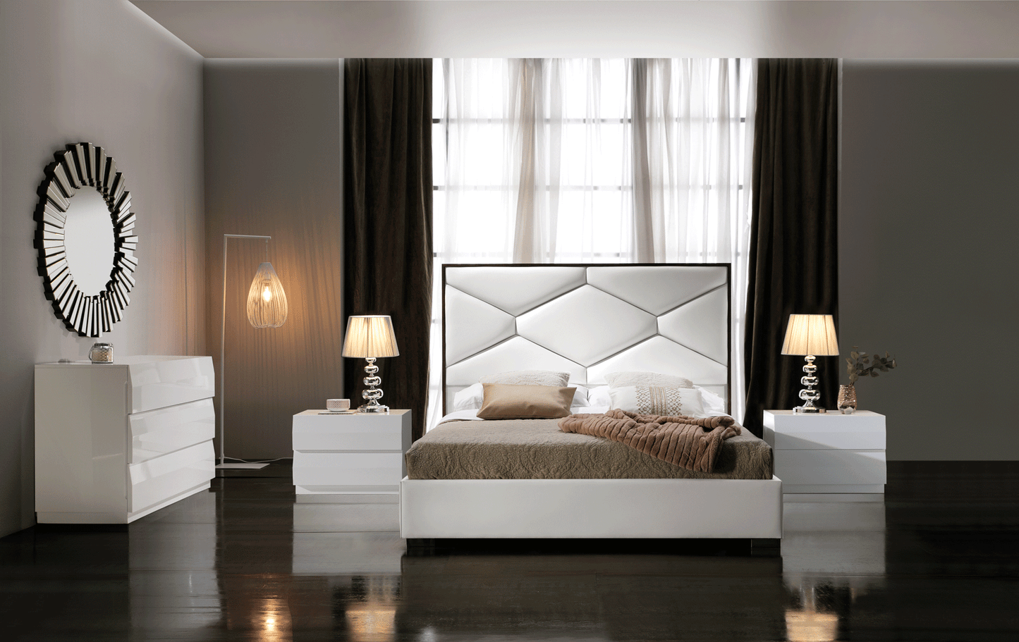 ESF Furniture - Martina Eastern King Storage Bed in White - MARTINABEDKSWHITE ESF Furniture