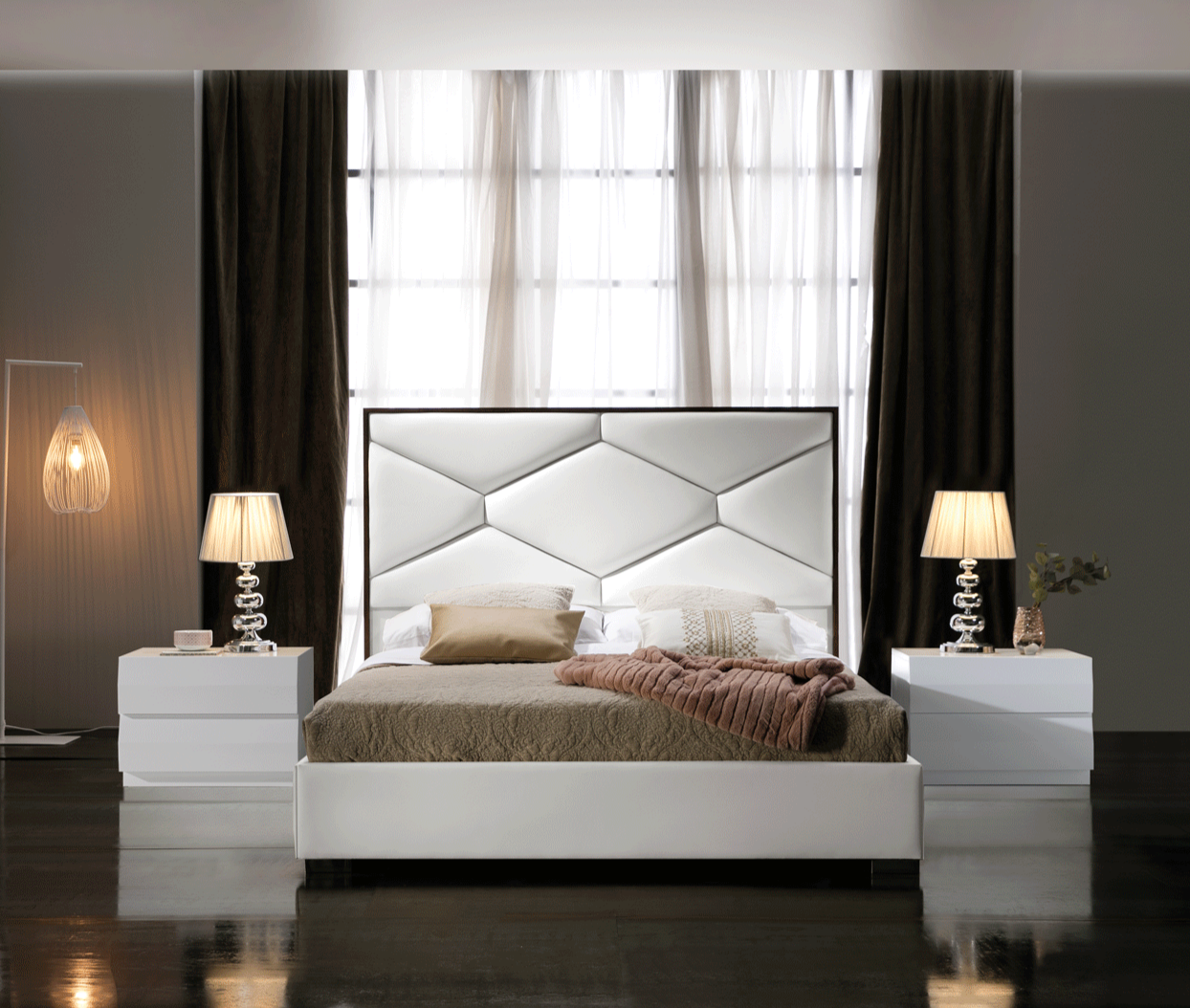 ESF Furniture - Martina 3 Piece Eastern King Storage Bedroom Set in White - MARTINABEDKSWHITE-3SET ESF Furniture