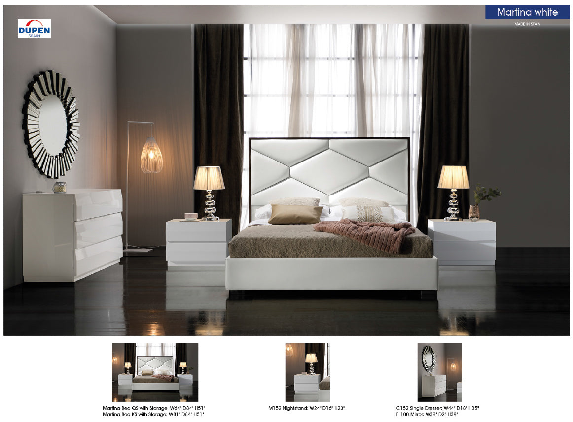 ESF Furniture - Martina 5 Piece Queen Storage Bedroom Set in White - MARTINABEDQSWHITE-5SET ESF Furniture