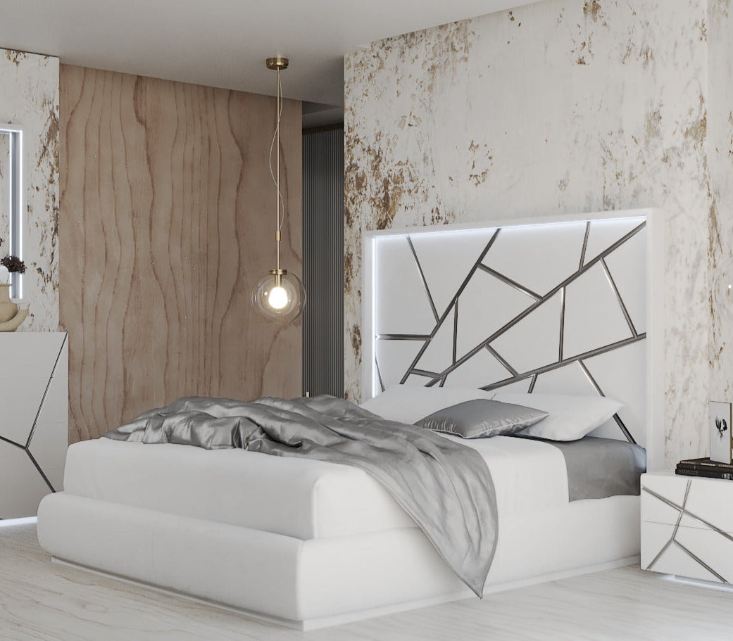 ESF Furniture - Franco Spain Gio 5 Piece Queen Bedroom Set in White - GIOQSBED-5SET ESF Furniture