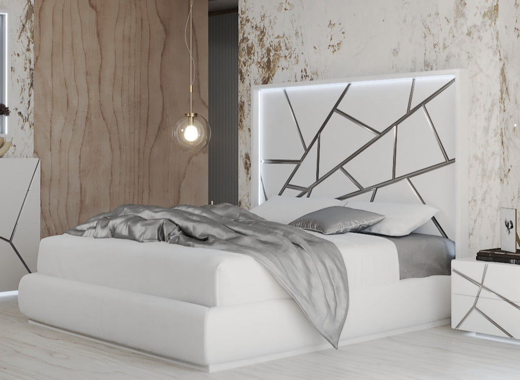 ESF Furniture - Franco Spain Gio 5 Piece Eastern King Size Bedroom Set in White - GIOKSBED-5SET ESF Furniture