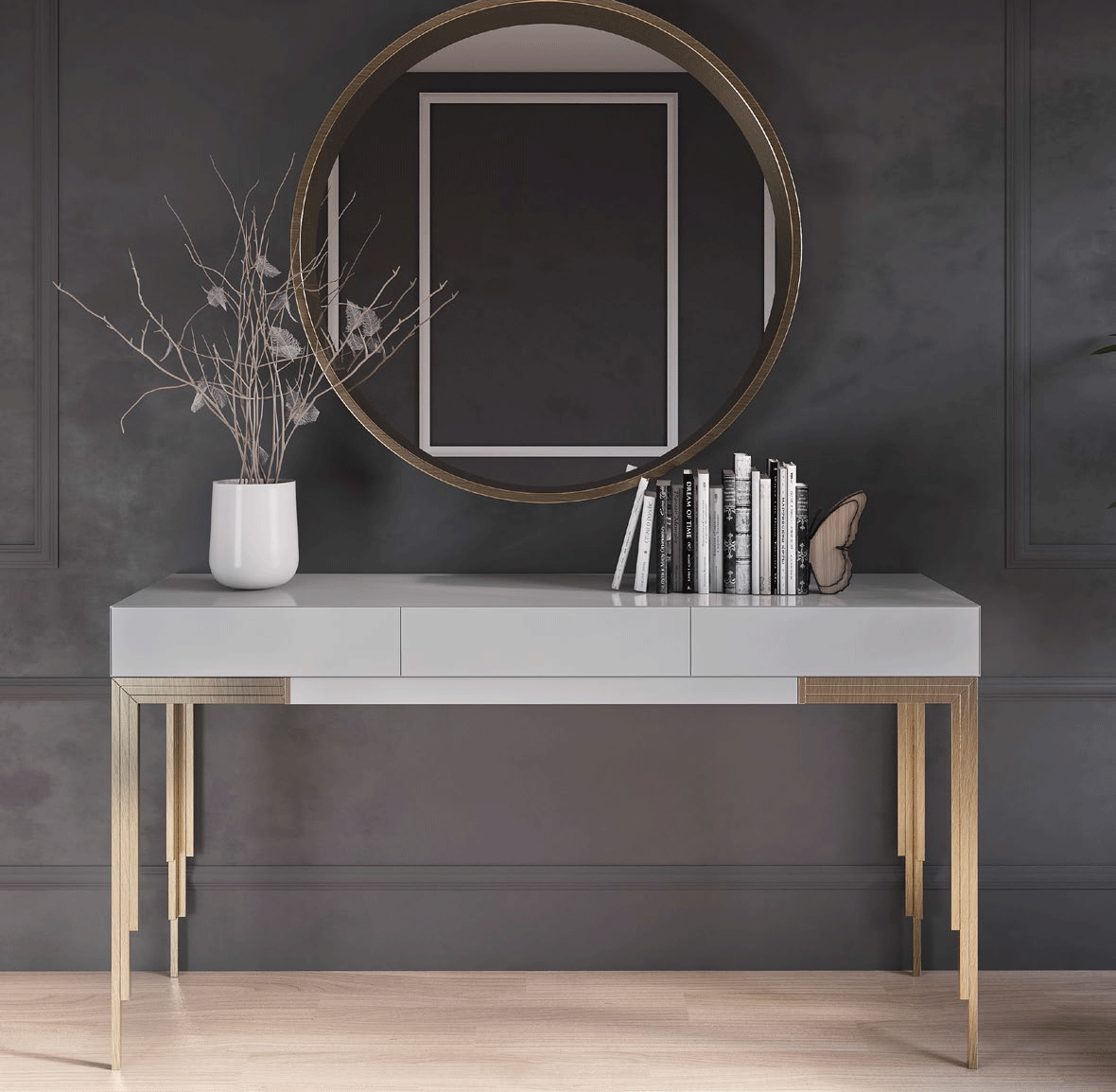 ESF Furniture - MX37 Console Table 120 With Mirror 60 - MX3740251-MX58531 ESF Furniture