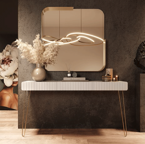 ESF Furniture - MX38 Console Table 120 With Mirror 60 - MX3842301-MX21010 ESF Furniture