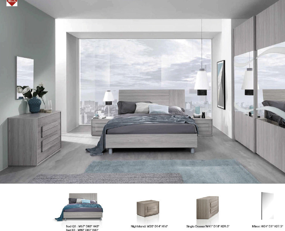 ESF Furniture - Linosa 5 Piece Queen Bedroom Set in Grey Reina - LINOSAQS-5SET ESF Furniture