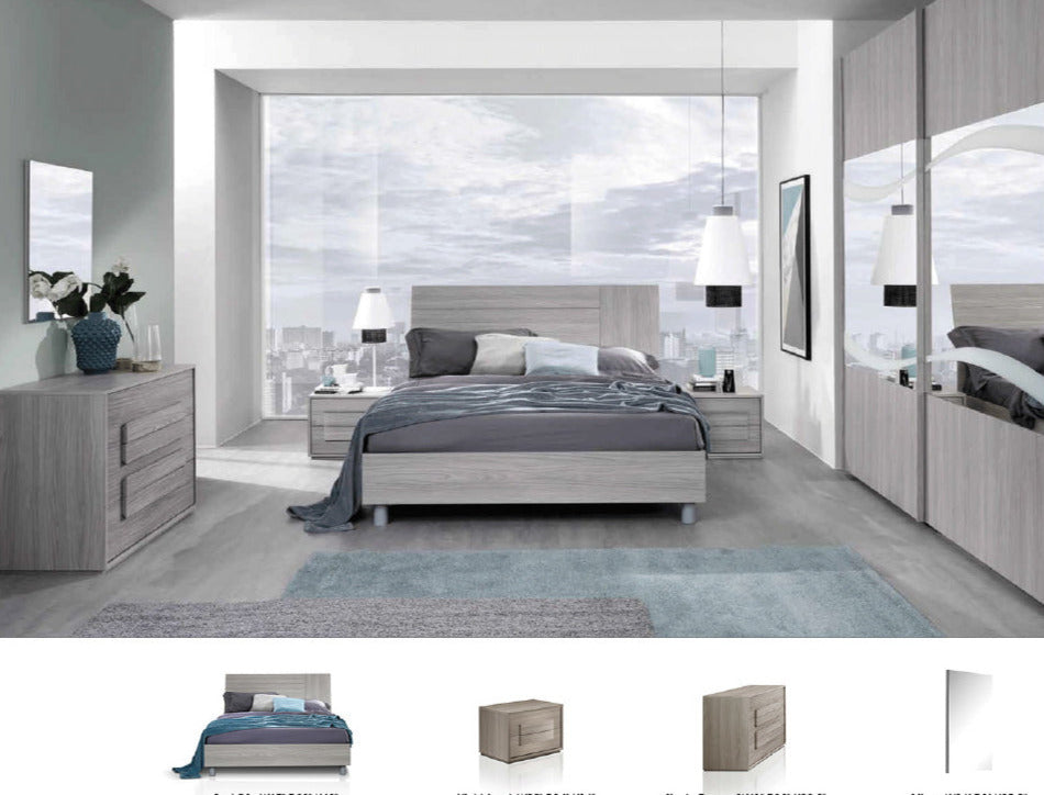 ESF Furniture - Linosa 5 Piece King Bedroom Set in Grey Reina - LINOSAKS-5SET ESF Furniture