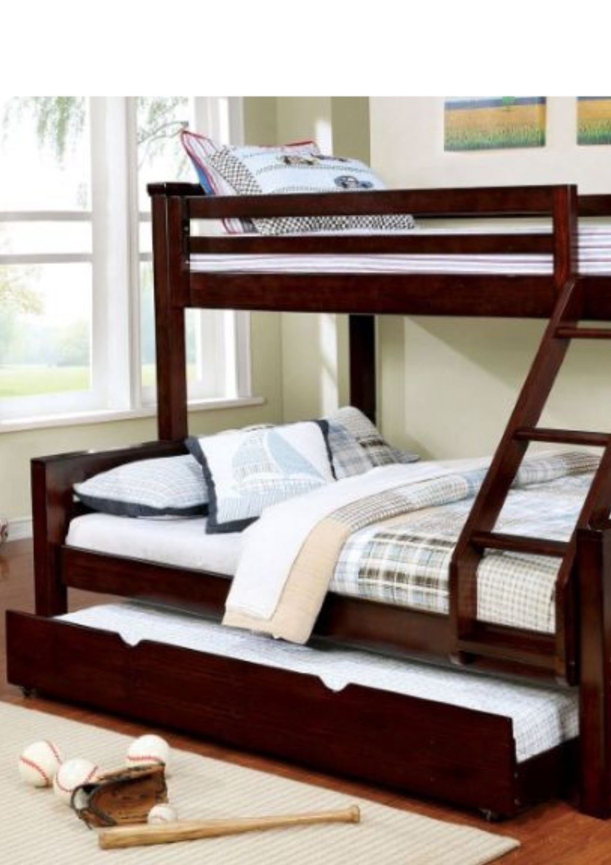 UNIVERSITY Dark Walnut Twin/Queen Bunk Bed + Trundle FOA East